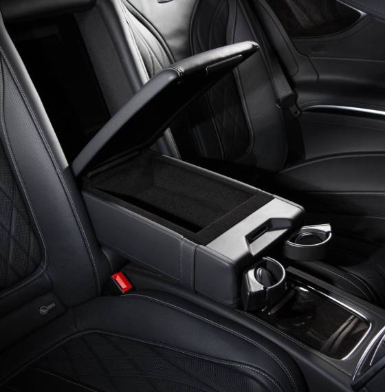 A high angle shot of a car's black modern interior - perfect for background